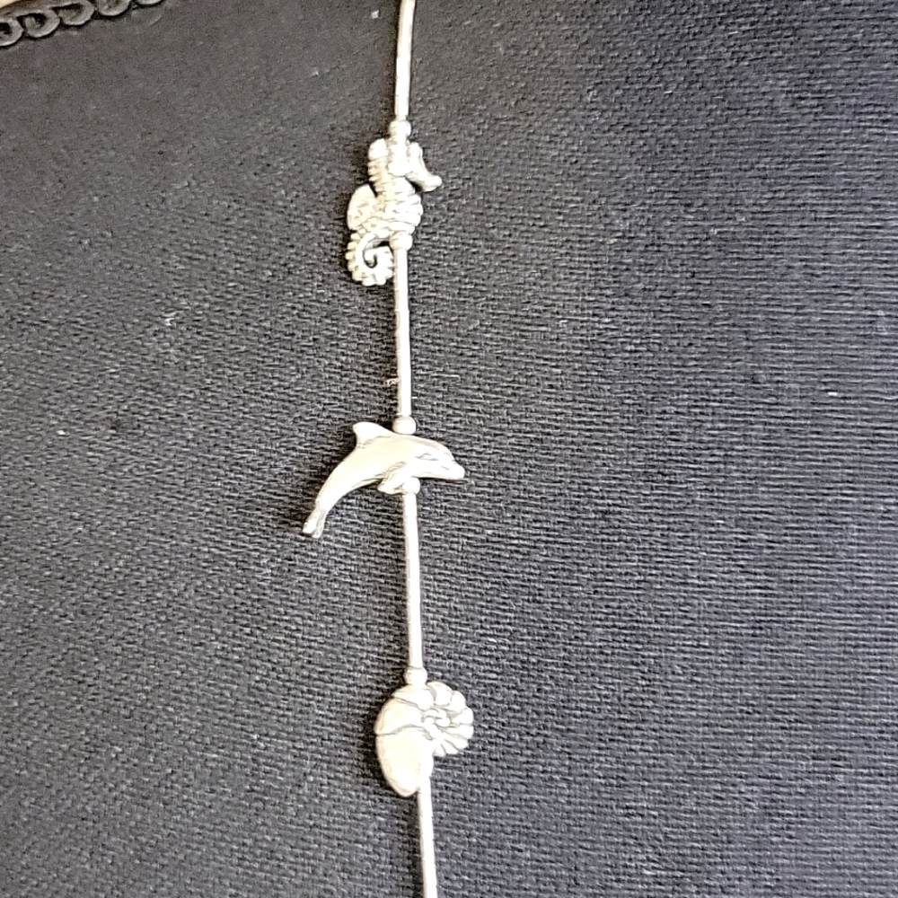 VTG KABANA Sterling Silver Sea Life Fetish Station Necklace 925 #NK902 Rare. - Picture 8 of 9